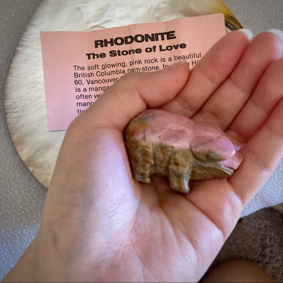 Rhodonite Crystal Stone Pig of Love 🐷💖 - Picture 4 of 10